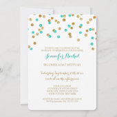 Gold Blue Aqua Confetti Bat Mitswa Uitnodigingen (Achterkant)