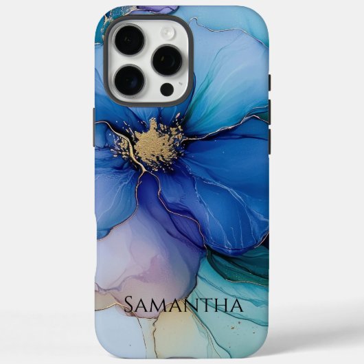 Gold Blue Aqua Paarse Flower Case-Mate iPhone Case (Achterkant)
