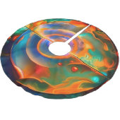 Gold Blue Aqua turquoise abstract Kerstboom Rok (Gekanteld)