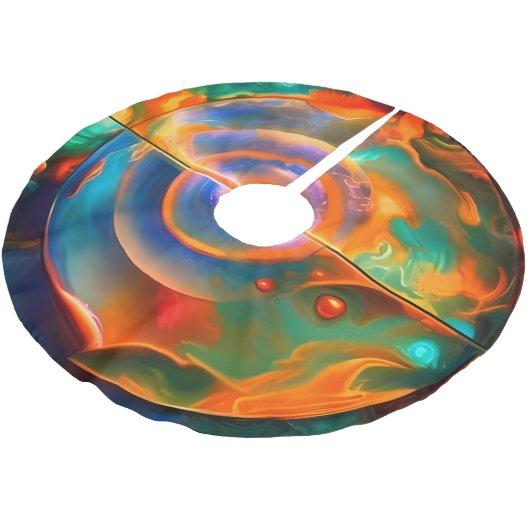 Gold Blue Aqua turquoise abstract Kerstboom Rok (Gekanteld)