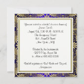 Gold & Blue Art Deco Deco Damask Vrijgezellenfeest Kaart (Achterkant)