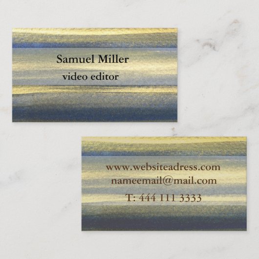 Gold Blue Artistic Original Editor Visitekaartje (Voorkant / Achterkant)