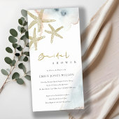 GOLD BLUE BEACHY STARFISH VRIJGEZELLENFEEST INVITE BEDANKKAART