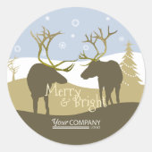 Gold Blue beige Reindeer Antlers Holiday Stickers (Voorkant)