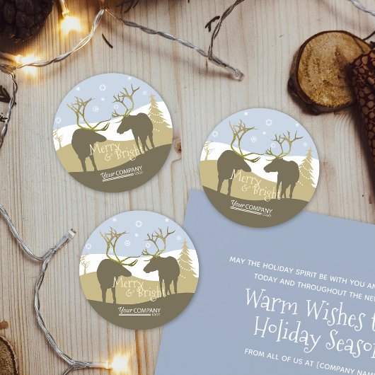 Gold Blue beige Reindeer Antlers Holiday Stickers