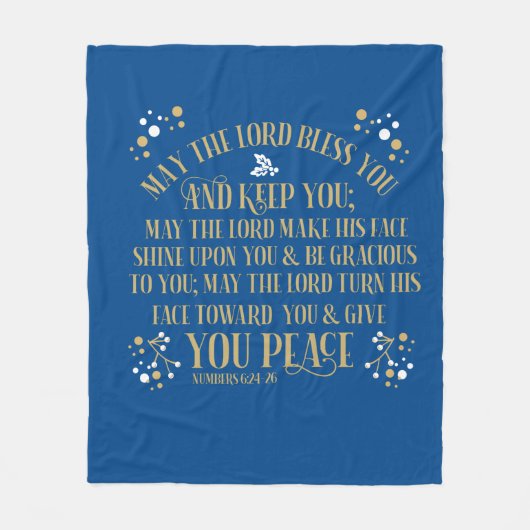  Gold Blue Blessing Numbers Scripting Prayer  Fleece Deken (Voorkant)