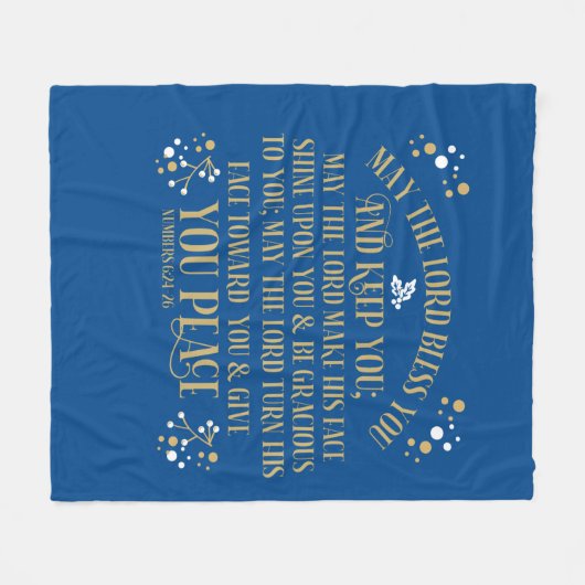 Gold Blue Blessing Numbers Scripting Prayer  Fleece Deken (Voorkant (Horizontaal))