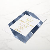 Gold Blue Boy Baptism Folie Uitnodiging (Gedraaid)