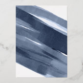 Gold Blue Boy Baptism Folie Uitnodiging (Achterkant)