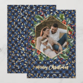 Gold Blue Buffalo Plays Feestdagenkaart (Voorkant / Achterkant)