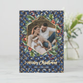 Gold Blue Buffalo Plays Feestdagenkaart (Staand voorkant)