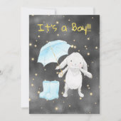 *~* Gold Blue Bunny Paraplu Douche Uitnodiging (Voorkant)