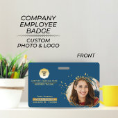 Gold & Blue Company Medewerker QR Code, Foto & Log Badge