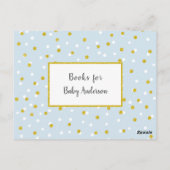 Gold Blue Confetti Books voor Baby + aangepaste kl Briefkaart (Achterkant)