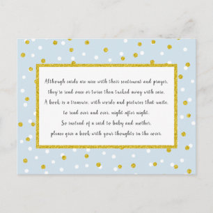 Gold Blue Confetti Books voor Baby + aangepaste kl Briefkaart