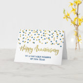 Gold Blue Confetti Medewerker Jubileum Kaart (Gele Bloem)