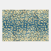 Gold blue confetti strepen elegant vormig patroon inpakpapier vel (Voorkant)
