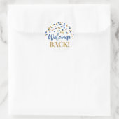 Gold Blue Confetti Welcome Back Round Sticker (Tas)