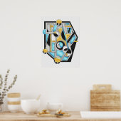 Gold & Blue Contemporary Geometric Abstraction Poster (Keuken)