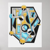 Gold & Blue Contemporary Geometric Abstraction Poster (Voorkant)
