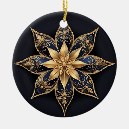 Gold Blue Decorative Flower Ornament (Voorkant)