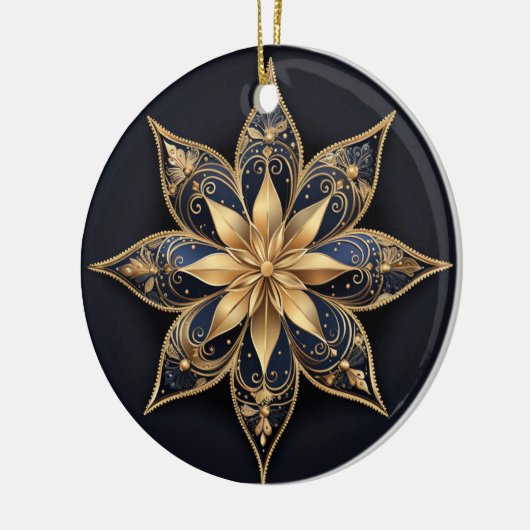 Gold Blue Decorative Flower Ornament (Links)