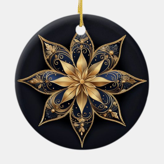 Gold Blue Decorative Flower Ornament (Achterkant)