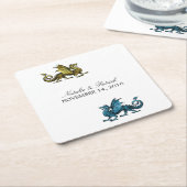 Gold Blue Dragon Weddenpapier Onderzetters (Schuin)