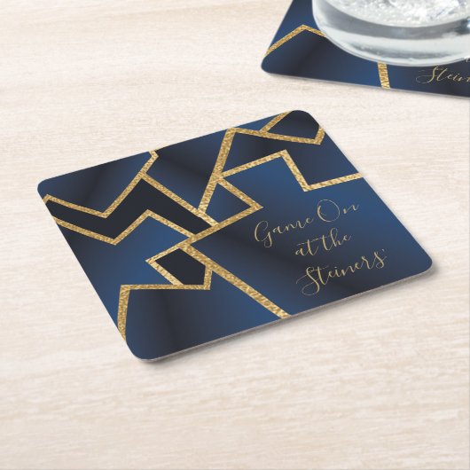 Gold Blue Dreidels Kartonnen Onderzetters (Schuin)