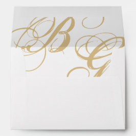 Gold Blue Elegant Monogram 5x7 Weddenschap Envelop