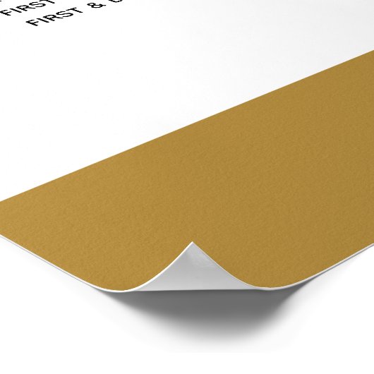 Gold Blue Elegant Monogram Wedding Seding Chart Poster (Hoek)