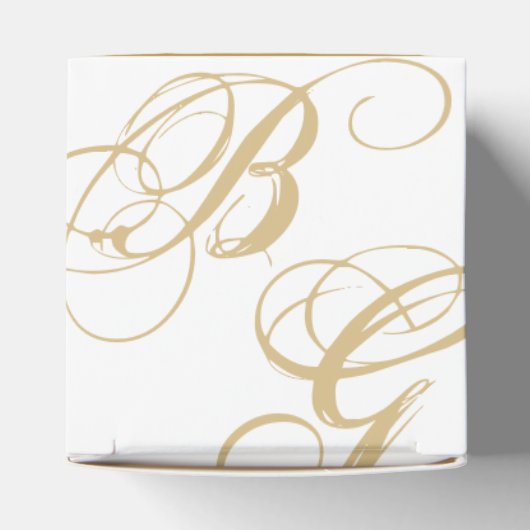 Gold Blue Elegant Script Monogram Weddenschap Bedankdoosjes (Bovenkant)