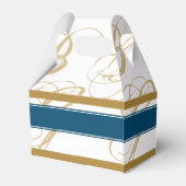 Gold Blue Elegant Script Monogram Weddenschap Bedankdoosjes (Achterkant)