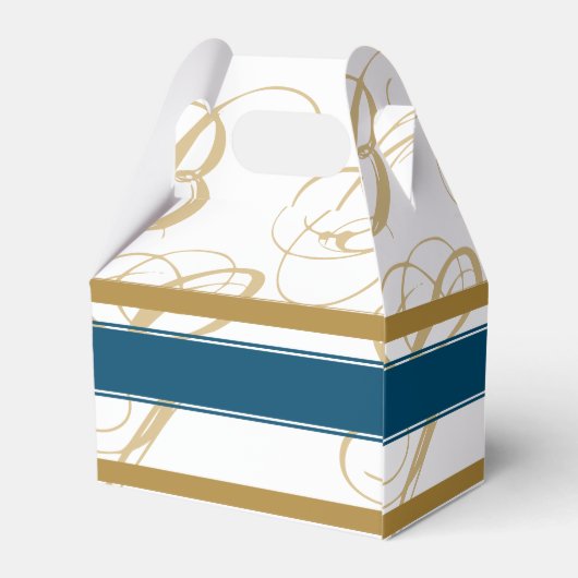 Gold Blue Elegant Script Monogram Weddenschap Bedankdoosjes (Achterkant)