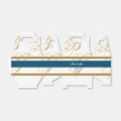 Gold Blue Elegant Script Monogram Weddenschap Bedankdoosjes (Uitgevouwen)