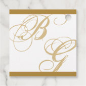 Gold Blue Elegant Script Monogram Weddenschap Bedankjes Labels (Achterkant)