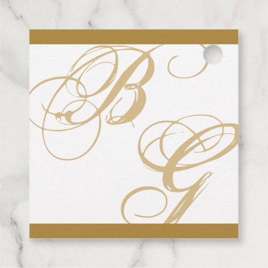 Gold Blue Elegant Script Monogram Weddenschap Bedankjes Labels (Achterkant)