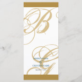 Gold Blue Elegant Script Monogram Weddenschap Menu (Achterkant)