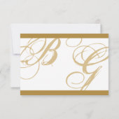 Gold Blue Elegant Script Monogram Weddenschap RSVP Kaartje (Achterkant)