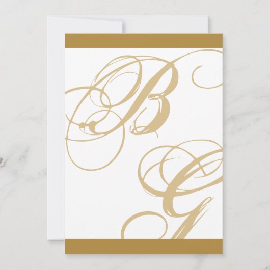 Gold Blue Elegant Script Monogram Weddenschap Save The Date (Achterkant)