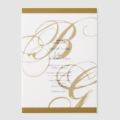 Gold Blue Elegant Script Monogram Weddenschap Vellum Uitnodigingen (Voorkant)