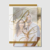 Gold Blue Elegant Script Monogram Weddenschap Vellum Uitnodigingen (Offset (Koppel))