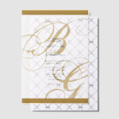 Gold Blue Elegant Script Monogram Weddenschap Vellum Uitnodigingen (Offset (Uitnodiging))
