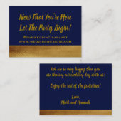 Gold Blue Elegant Wedding Party Bedankt Hashtag Visitekaartje (Voorkant / Achterkant)