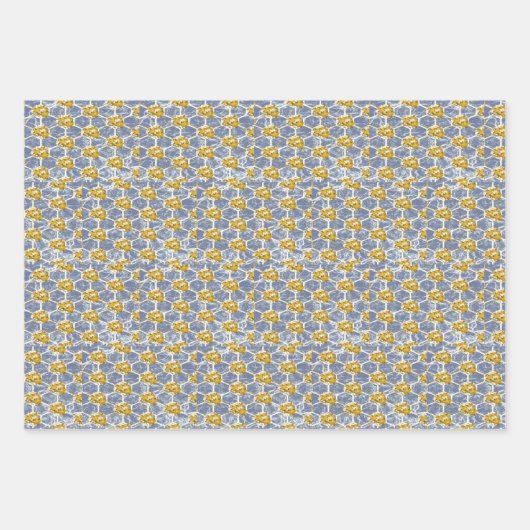 Gold Blue en Green Poinsettia Inpakpapier Vel (Voorkant 2)