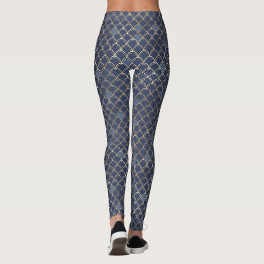 Gold Blue Fish Scale-Leggings Leggings (Achterkant)