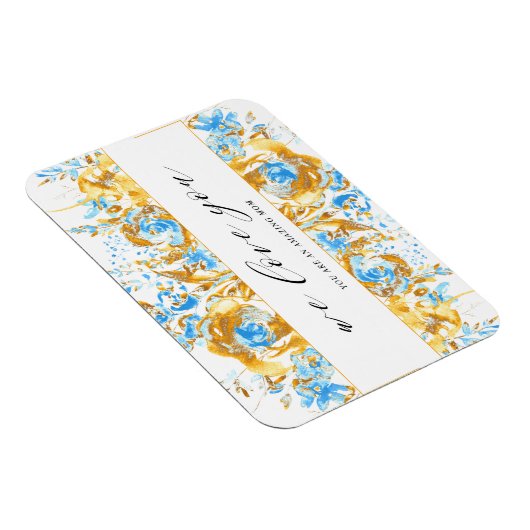 Gold blue floral happy mother's day magneet (Rechterzijde)