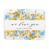 Gold blue floral happy mother's day magneet (Horizontaal)
