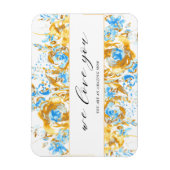 Gold blue floral happy mother's day magneet (Verticaal)
