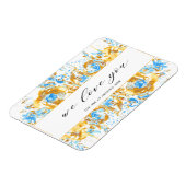 Gold blue floral happy mother's day magneet (Linkerzijde)